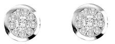 .33CT DIAMOND 14KT WHITE GOLD 3D CLASSIC CLUSTER INVISIBLE BEZEL STUD EARRINGS