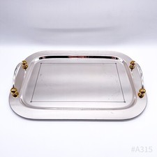 Piatto Da Servizio Vintage Con Manici, Color Argento | 30x40cm