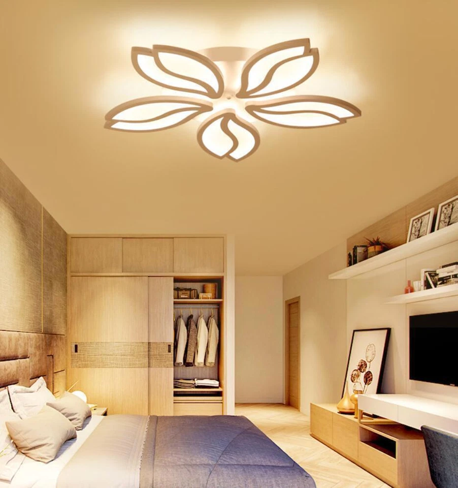 Lámpara de Techo LED Moderna Flor de Loto Colgante Iluminación Dormitorio Salón Acrílico Foto 2 de 4