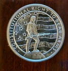 2ND AMENDMENT 2A RIGHT TO BEAR ARMS .999 FINE SILVER BU COLLECTORS ROUND w/ Cap