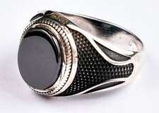 Handcrafted 925 Sterling Silver Black Onyx Gemstone Casual Wear Ring RS-1601