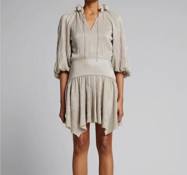 simkhai silver dress Simkhai Zay Hammered Sequin-embellished Dress