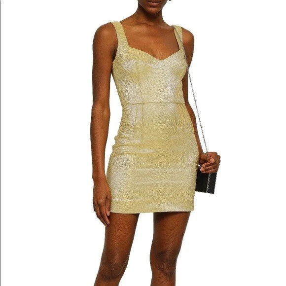Emilia Wickstead Gold Judita Mini Dress Size UK 10