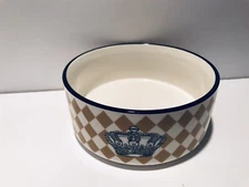 Gold Crown Pet Water Food Bowl Ceramic Diamonds By Blue Harbor Tara Reed 6” EUC