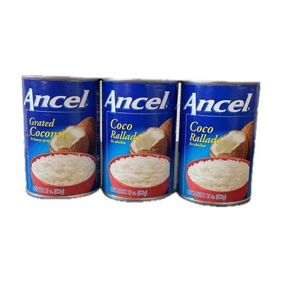 Ancel Grated Coconut in Heavy Syrup Milk Canned 17 oz (482g) Pantry Pack of 3