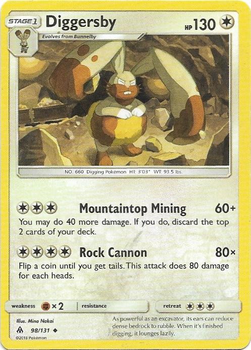 Diggersby 98/131 Uncommon Forbidden Light Pokemon Lightly Played