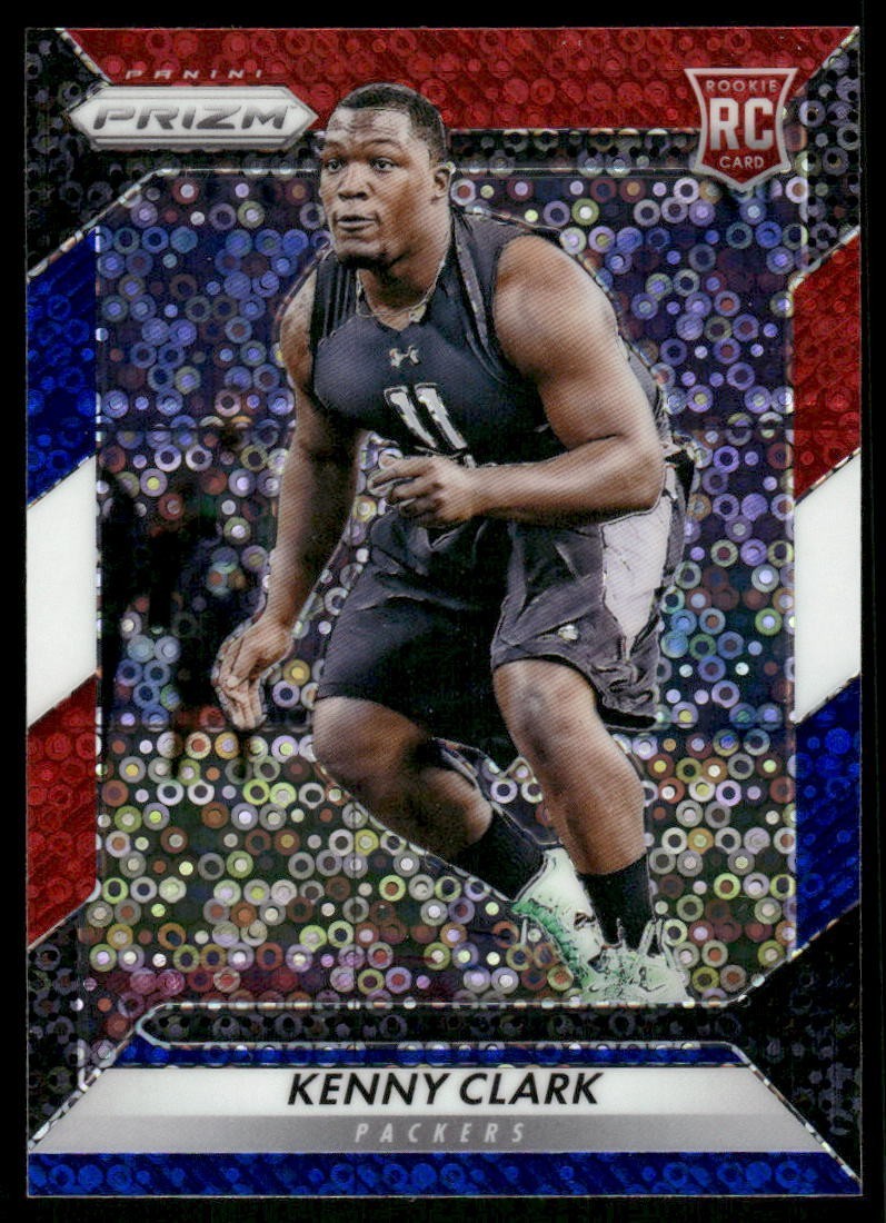 2016 Panini Prizm Red White Blue Disco Prizm #215 Kenny Clark RC Packers card