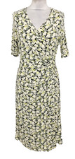 M&S Collection Women's Wrap Dress Size 10 Lime Mix Floral Jersey Used F1