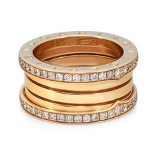 Bvlgari B.Zero1 Diamond Band Ring 18K Yellow Gold Size 55 US 7