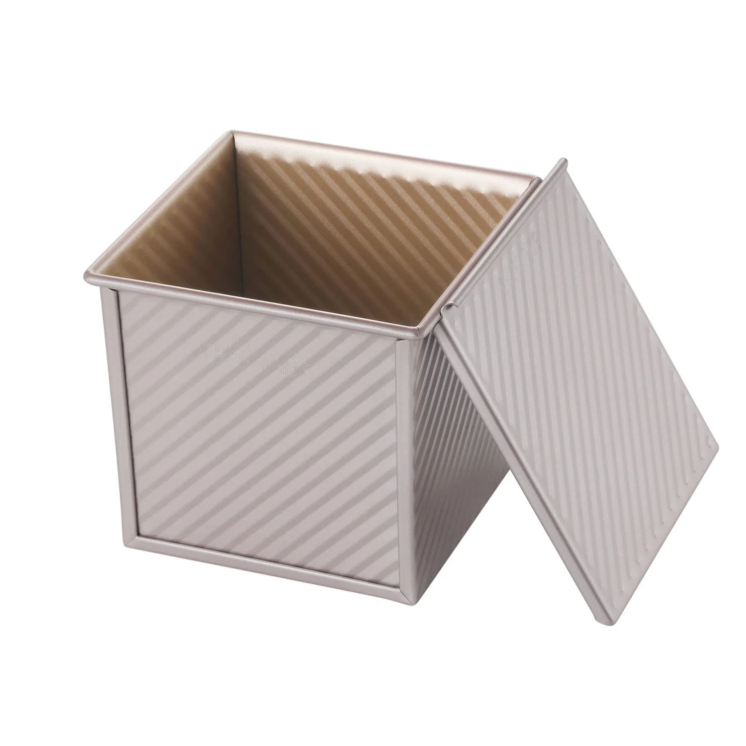 Square Pullman Loaf Pan with Lid, 1Lb Dough Capacity Non-Stick Rectangle Corr...