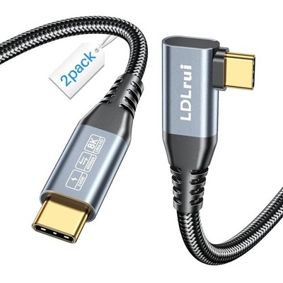 Thunderbolt USB Typ C 1,2m 2er Pack Geflochtenes Kabel 240W 8K@60Hz 40Gbps rechtwinklig