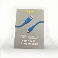 Heyday 6 Ft. USB-A To USB-C Soft Touch Charging Cable Turquoise New Sealed Box