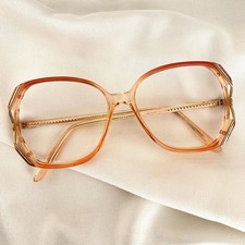 Vintage Womens Orange  Gold Eyeglasses Frames Glasses US Optical 57 16 135