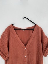 Madewell Lightspun Cuff Sleeve Button Front Tiered Mini Dress In Salvaged Barn S