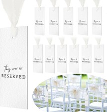 12 Pack Wedding Reserved Chairs Hanging Signs with Ribbon for Reception Party Th