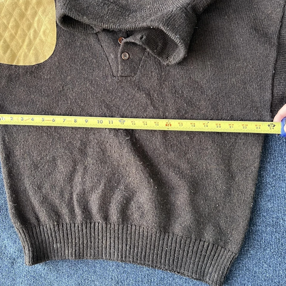 Vintage L.L. Bean Sweater Mens XL Brown Henley Knit Shooting Patch Made USA 90s - Image 4 of 4