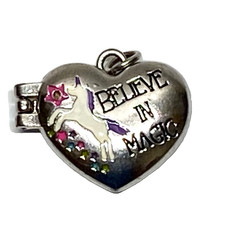 Heart Unicorn Locket Photo Pendant Believe In Magic Silver Tone Fashion Jewelry