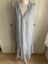 Fatface Cecile Women’s Dress UK 12 Blue White Striped Midi 