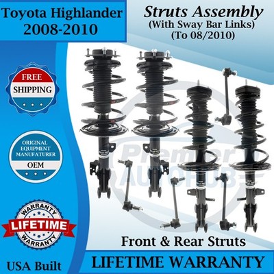 KYB OEM Front & Rear Strut W/Sway Bar For 2008-2010 Toyota Highlander 9YrWarrant