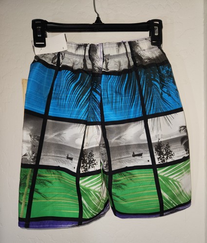 Boys Size 7 CARTER’S WATCH THE WEAR Blue Green Purple Tropical Swim Trunks - Picture 6 of 6