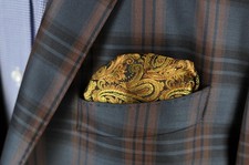 Lord R Colton Masterworks Pocket Square - Gold Paisley Silk - 75 New