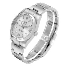 Rolex Oyster Perpetual Silver Dial Steel Mens Watch 114200 3