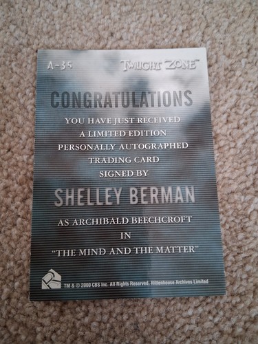 twilight Zone autograph Shelley Berman A-35 next dimension Rittenhouse Mint - Picture 2 of 2