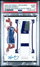 2022-23 National Treasures Keegan Murray Rookie Triple Patch Auto /99 PSA 9