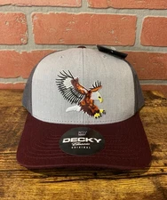 Bald Eagle Embroidered Maroon/Gray/Charcoal DECKY 6021 Trucker Snapback Hat