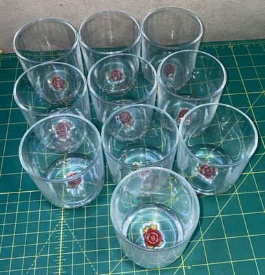 Jim Beam Bourbon Whiskey Rocks Tumbler Glass Red Logo Embossed Bottom 8oz