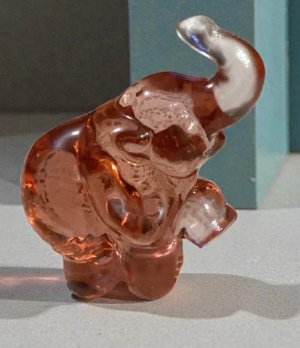 Fenton Art Glass Pink Elephant Figure 4”