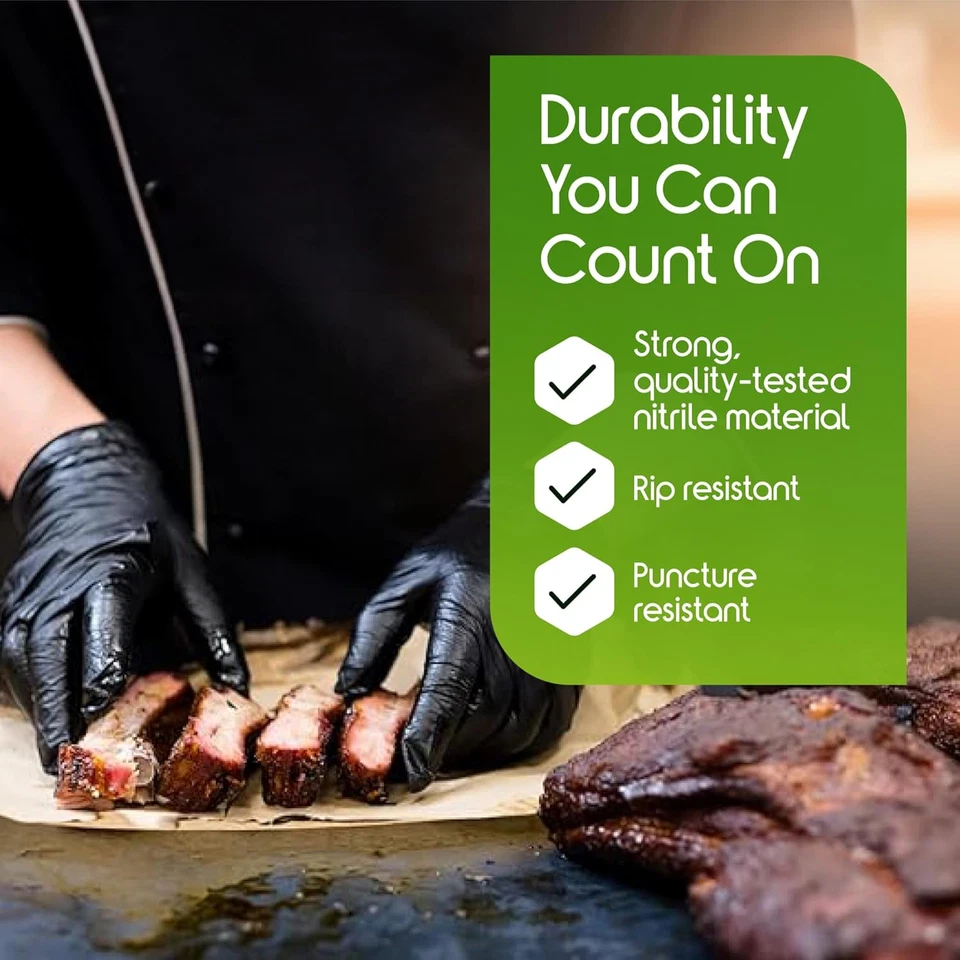 Inspire Black Nitrile Gloves HEAVY DUTY 6 Mil Nitrile Chemical Resistant Medical - Image 3 of 4