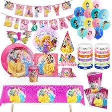 Disney Princess party Supplies Plate Tablecloth Banner Girls Birthday Decoration