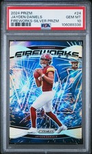 2024 PANINI PRIZM FIREWORKS SILVER PRIZM #24 JAYDEN DANIELS ROOKIE RC PSA 10