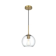 Living District Baxter 1 Light 8" Pendant, Satin Gold/Clear - LD2206SG