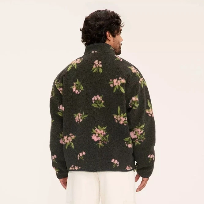 Woolrich X Target - SIZE XXL - Unisex Floral Fleece Zip Jacket Dark Olive Green - Image 4 of 4