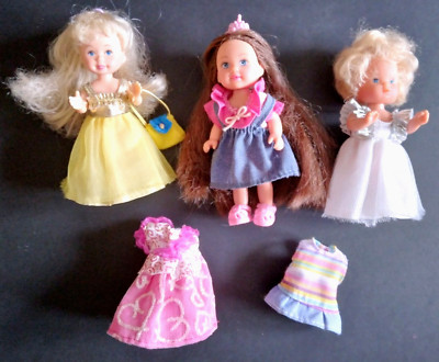 P7. Lot of 3 small SIMBA dolls 12cm + dress + shoes - VGC