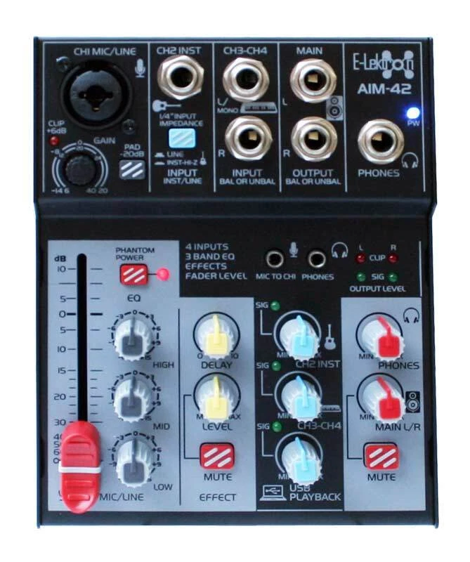 E-Lektron AIM-42 4Channel Streaming Audio Mixer Mixer USB Interface Sound Card - Image 2 of 4