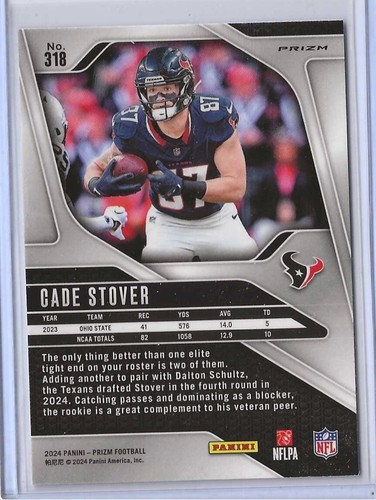 2024 Panini Prizm Cade Stover Silver RC Rookie #318 Houston Texans - Picture 2 of 2