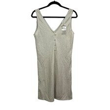 MNG Mango Womens Shift Dress V Neck Button Detailing Sleeveless Beige Size XS