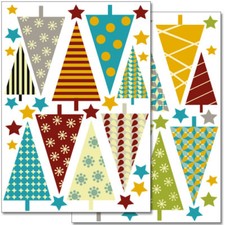 Wandkings Wandsticker "Bunte Tannenbäume"  2x A4 Set Aufkleber Deko Wand