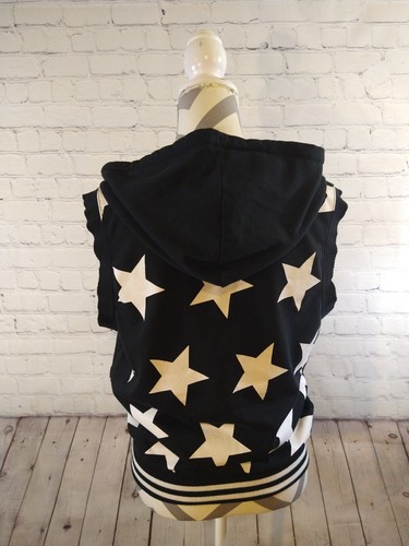 EUC women's URBAN NATION black & white sleeveless STAR PRINT sweatshirt - LARGE - Picture 5 of 8