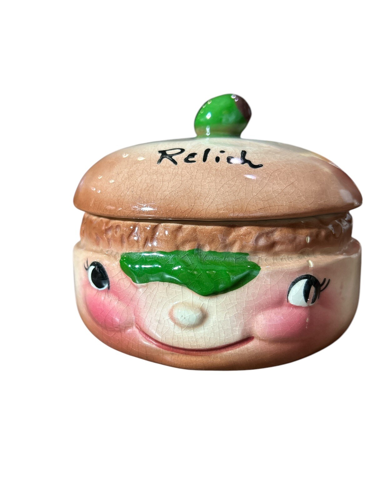 VINTAGE RELISH CONTAINER -HAND PAINTED -DE FOREST OF CALIFORNIA - 1950'S