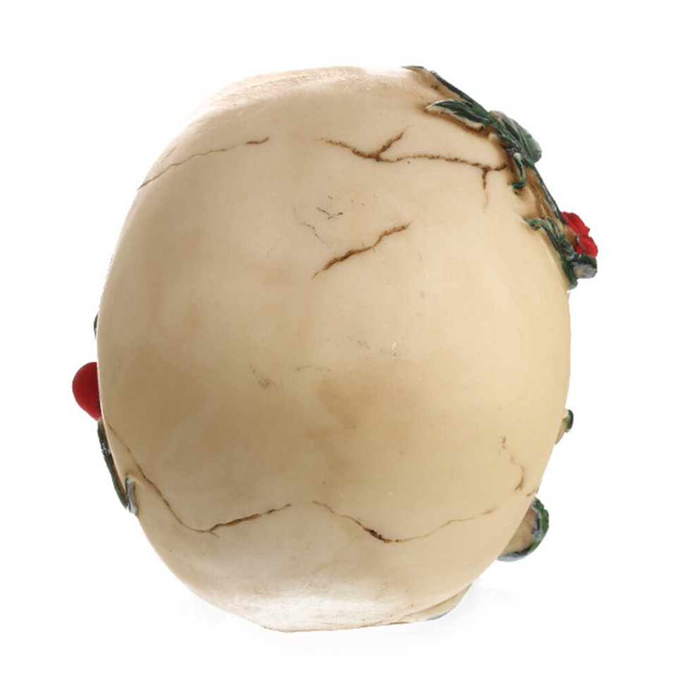 Skeleton Head Statue Rose Skull Gothic Style Decoration Office eBay