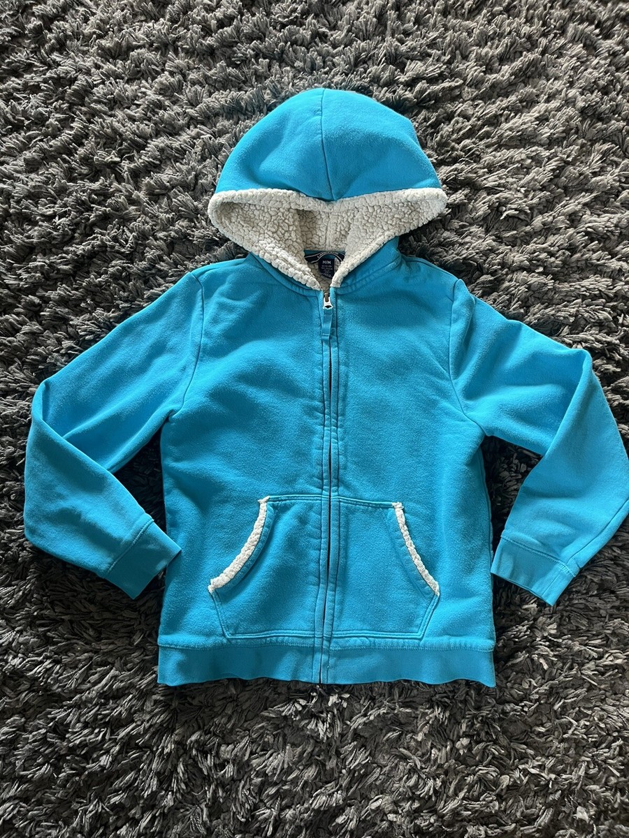 Girls Lands End Blue Sherpa Lined Hoodie Age 10-12 Years Hoody