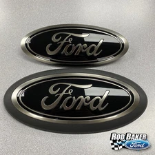 18 thru 23 Ford F-150 Smoke / Chrome Oval Grille & Tailgate Badges w/o Front Cam