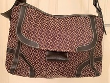 MAXX NEW YORK Brown leather and fabric adjustable handle Handbag,Purse,Bag