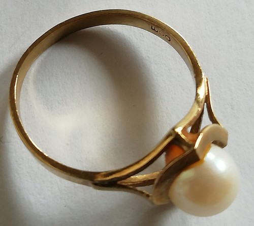 Damenring Gold 333er mit Perle ca. 6 mm Durchmesser Ring ca. 1,9 cm Stempel "OSM - Bild 6 von 7