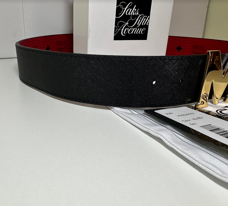 NEW ADJUSTABLE REVERSIBLE RED TO BLACK MCM BELT GOLD BUCKLE | eBay