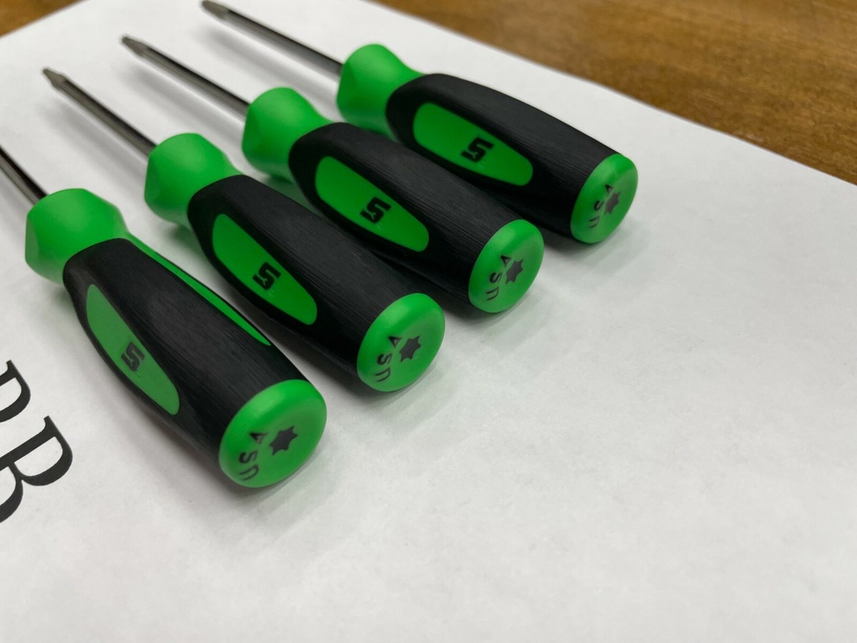 Snap-on Tools USA NEW 4pc GREEN Mini Soft Grip TORX Screwdriver